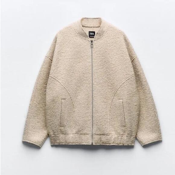ZARA BLOGGER FAVORITE OVERSIZED BOUCLE BOMBER - Picture 10 of 13